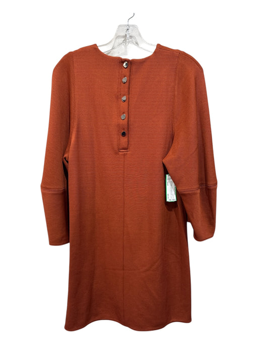 Tibi Size Small Rust Orange Viscose Blend Long Sleeve Back Button Dress Rust Orange / Small