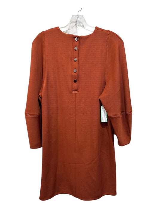 Tibi Size Small Rust Orange Viscose Blend Long Sleeve Back Button Dress Rust Orange / Small