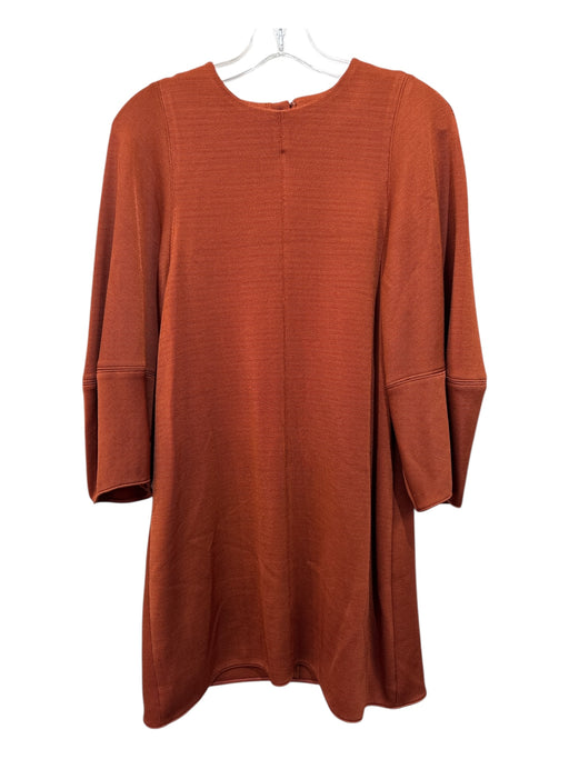 Tibi Size Small Rust Orange Viscose Blend Long Sleeve Back Button Dress Rust Orange / Small