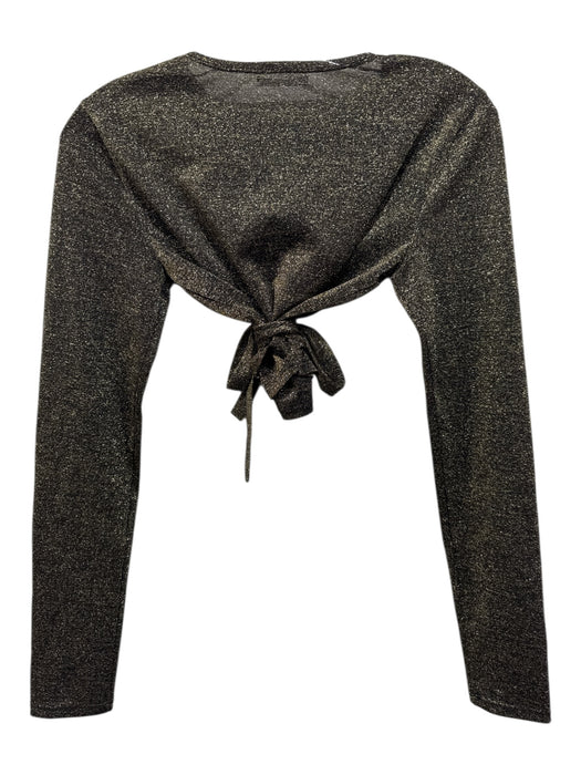 Reformation Size Medium Gold & Black Nylon Blend Long Sleeve Metallic Thread Top Gold & Black / Medium