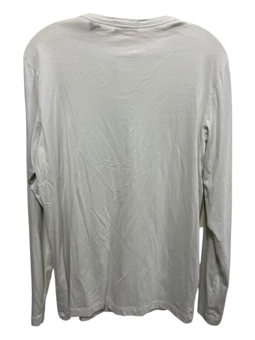 Theory Size M White Cotton Blend Solid Henley Men's Long Sleeve Shirt White / M