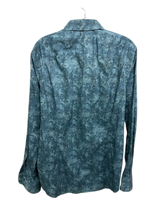 Vince Size L Blue Cotton Abstract Button up Men's Long Sleeve Shirt Blue / L