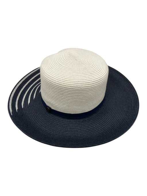 Goorin Bros Navy Blue & White Paper Faux Straw Stripe Detail Sun Hat Navy Blue & White / M