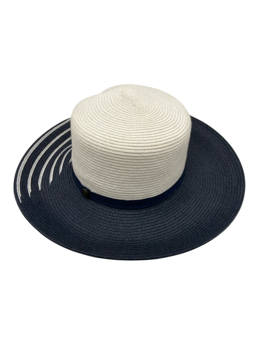 Goorin Bros Navy Blue & White Paper Faux Straw Stripe Detail Sun Hat Navy Blue & White / M