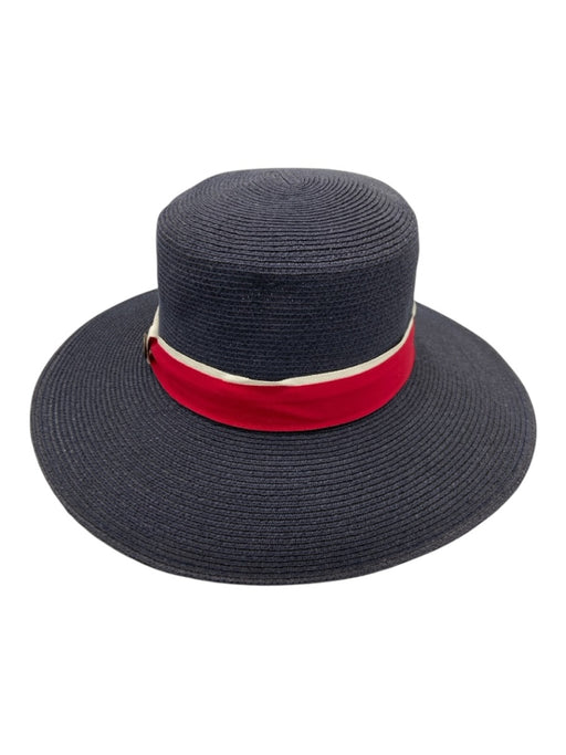 Goorin Bros Navy Blue, Red, White Sisal Hemp Faux Straw Grosgrain Band Sun Hat Navy Blue, Red, White / M