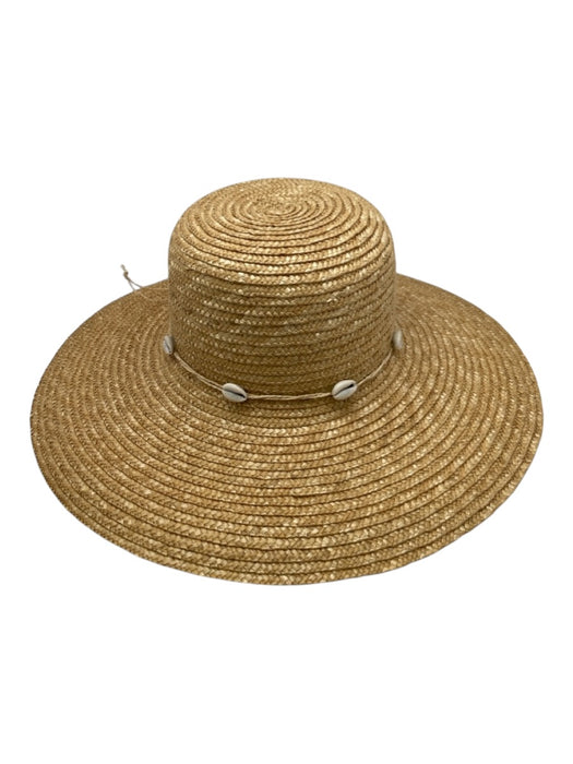 Scala Beige Straw Woven Cowrie Shells Beach Hat Beige / One Size