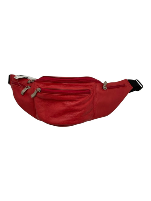 No Brand Red Leather Solid Crossbody Fanny Pack Men's Bag Red
