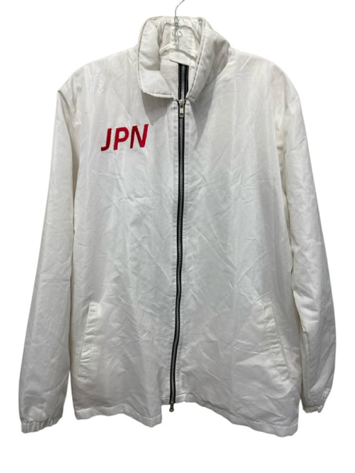 No Brand Size Est M White & Red Synthetic Zip Up Men's Jacket White & Red / Est M