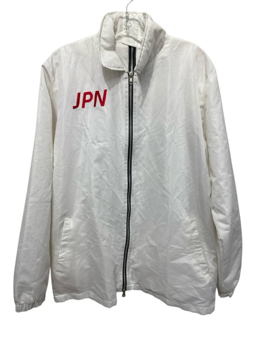 No Brand Size Est M White & Red Synthetic Zip Up Men's Jacket White & Red / Est M