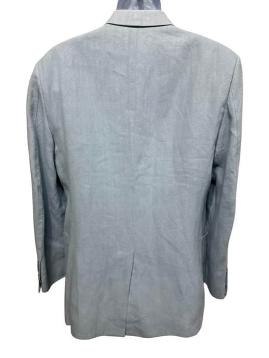 Tom Ford Light blue Linen Solid Peak Lapel Patch Pocket Men's Blazer Light blue / 54