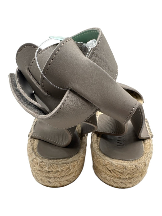 Vince Shoe Size 10 Gray & Beige Leather Upper Jute Velcro ankle strap Sandals Gray & Beige / 10