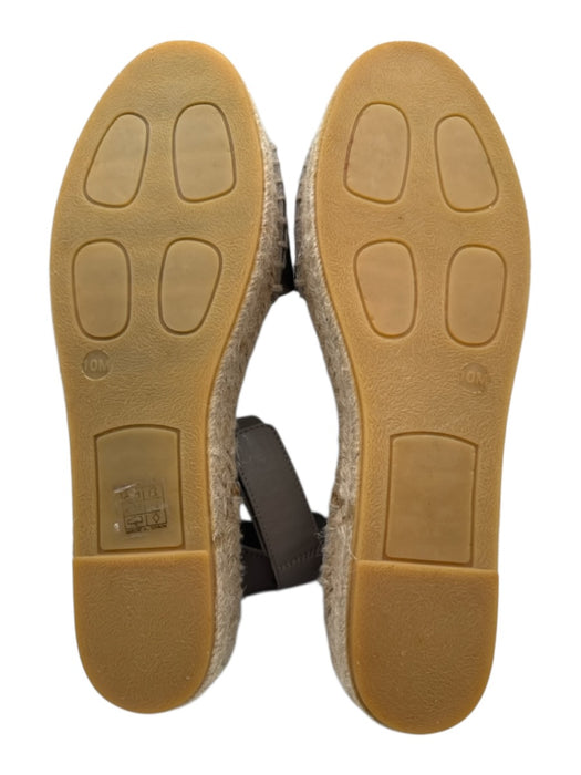 Vince Shoe Size 10 Gray & Beige Leather Upper Jute Velcro ankle strap Sandals Gray & Beige / 10