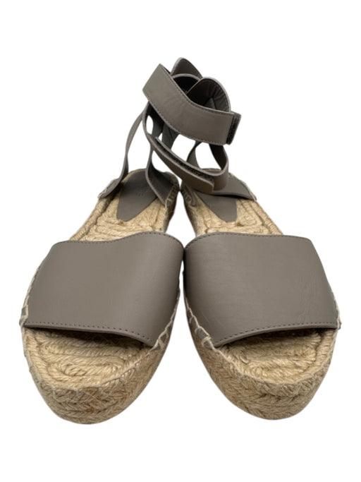Vince Shoe Size 10 Gray & Beige Leather Upper Jute Velcro ankle strap Sandals Gray & Beige / 10