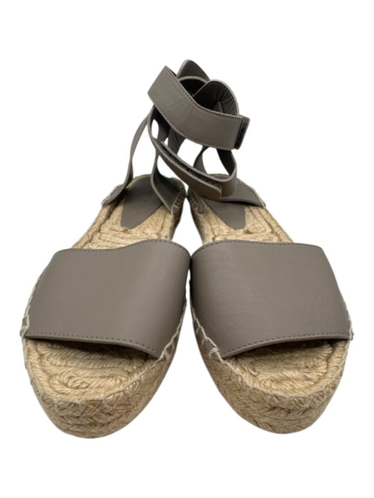 Vince Shoe Size 10 Gray & Beige Leather Upper Jute Velcro ankle strap Sandals Gray & Beige / 10