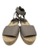 Vince Shoe Size 10 Gray & Beige Leather Upper Jute Velcro ankle strap Sandals Gray & Beige / 10