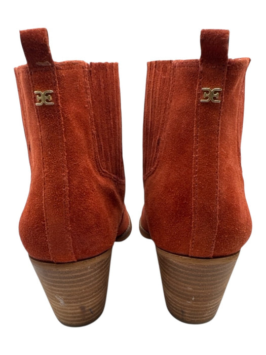 Sam Edelman Shoe Size 10.5 Rust Orange Suede Western Stacked Heel Booties Rust Orange / 10.5