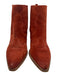 Sam Edelman Shoe Size 10.5 Rust Orange Suede Western Stacked Heel Booties Rust Orange / 10.5