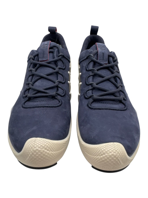 ecco Shoe Size 41 Navy Blue & Beige Leather Upper Low Top Running Sneakers Navy Blue & Beige / 41