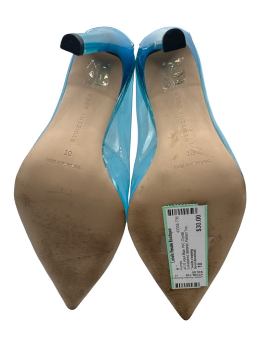 Good American Shoe Size 10 Aqua Blue PVC Crystal Embellished Mirrored Pumps Aqua Blue / 10