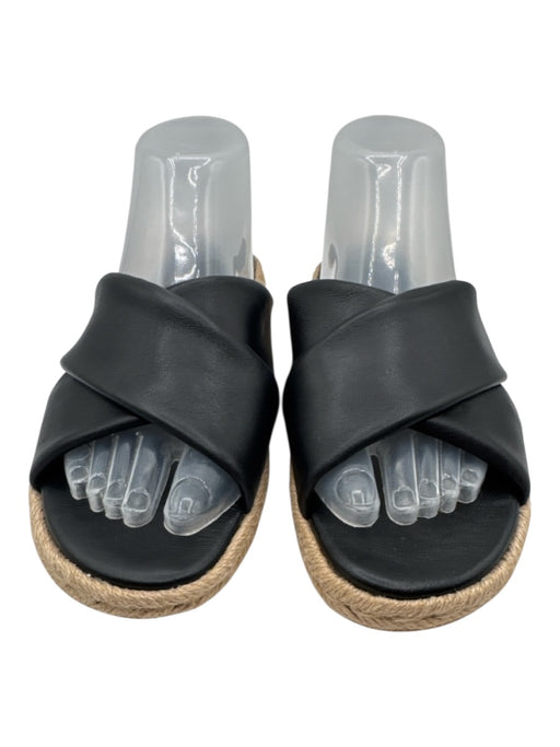 Vince Shoe Size 10 Black Leather Upper Criss Cross Espadrille Sandals Black / 10