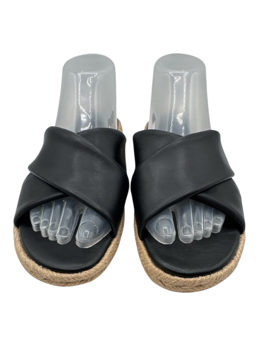 Vince Shoe Size 10 Black Leather Upper Criss Cross Espadrille Sandals Black / 10