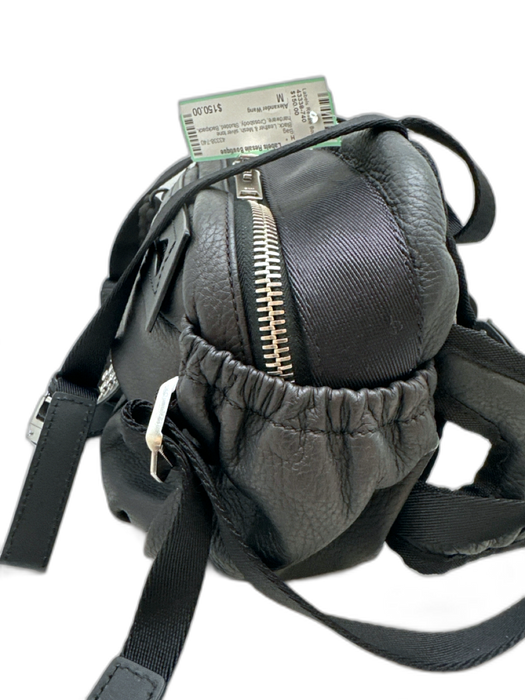 Alexander Wang Black Leather & Mesh silver tone hardware Crossbody Studded Bag Black / M