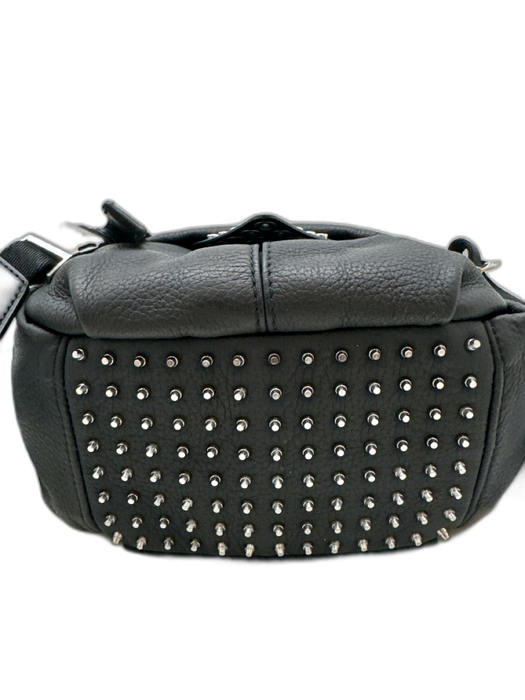 Alexander Wang Black Leather & Mesh silver tone hardware Crossbody Studded Bag Black / M