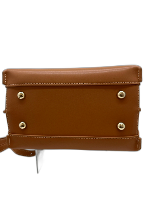 aallyn Brown Leather Top Handle Magnetic Flap Crossbody Bag Brown / S