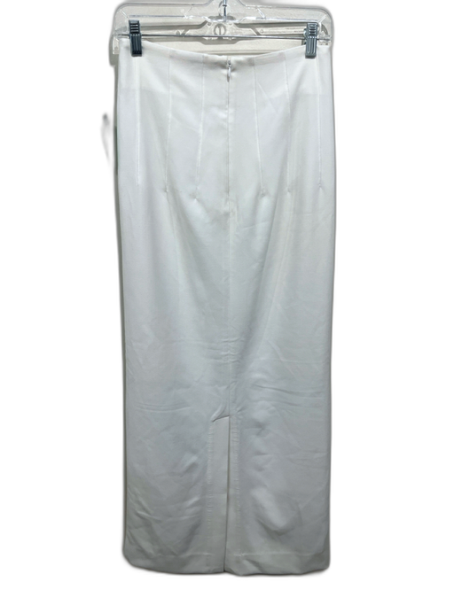 Staud Size 6 White Polyester Pintuck Back Slit Maxi Skirt White / 6