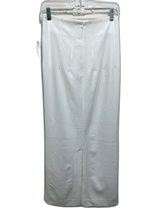 Staud Size 6 White Polyester Pintuck Back Slit Maxi Skirt White / 6