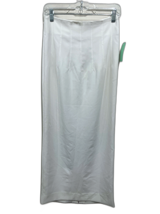 Staud Size 6 White Polyester Pintuck Back Slit Maxi Skirt White / 6