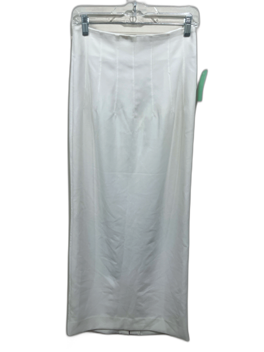 Staud Size 6 White Polyester Pintuck Back Slit Maxi Skirt White / 6