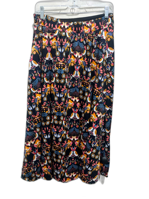 Eva Franco Size 10 Black, Orange, Multi Cotton Blend woodland animals Midi Skirt Black, Orange, Multi / 10