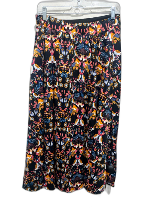 Eva Franco Size 10 Black, Orange, Multi Cotton Blend woodland animals Midi Skirt Black, Orange, Multi / 10