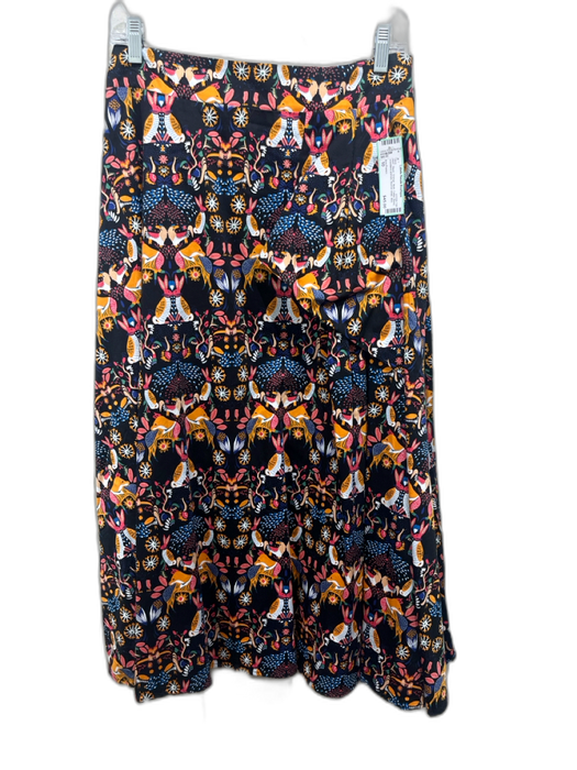 Eva Franco Size 10 Black, Orange, Multi Cotton Blend woodland animals Midi Skirt Black, Orange, Multi / 10