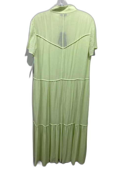 Rag & Bone Size M Lime Green Viscose Blend Crinkle Button Down Cap Sleeve Dress Lime Green / M