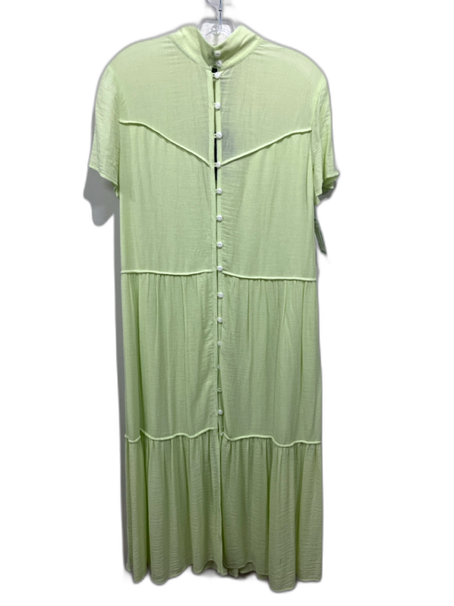 Rag & Bone Size M Lime Green Viscose Blend Crinkle Button Down Cap Sleeve Dress Lime Green / M