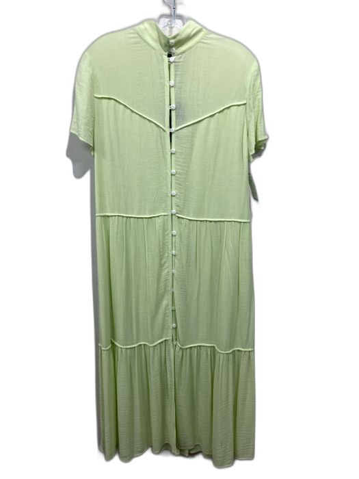 Rag & Bone Size M Lime Green Viscose Blend Crinkle Button Down Cap Sleeve Dress Lime Green / M