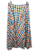 Maeve Size 8 Blue, Orange, Yellow Cotton Blend Side Zip Checkered Circle Skirt Blue, Orange, Yellow / 8