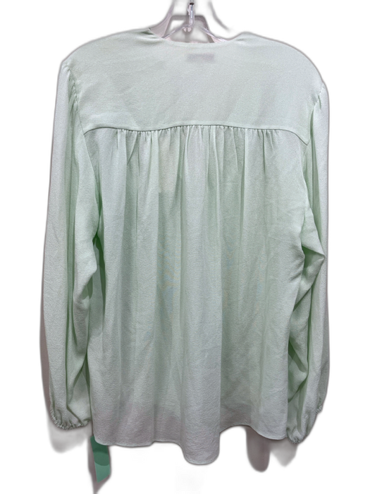 Vince Size M Seafoam Green Silk Semi Sheer Flounce Detail Balloon Sleeve Top Seafoam Green / M
