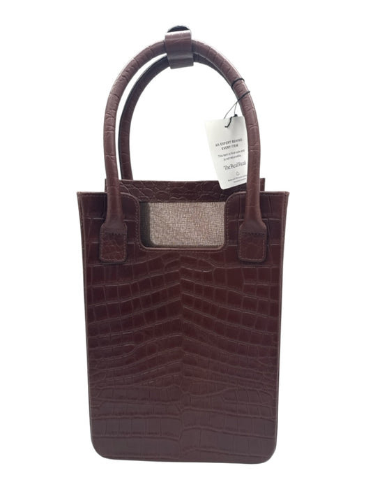 Alfeya Valrina Brwon, Tan & pink Mesh Detail Croc Embossed Magnetic Close Bag Brwon, Tan & pink / S