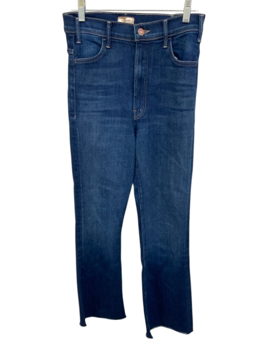 Mother Size 26 Medium Wash Cotton Blend Raw Hem High Rise Ankle Bootcut Jeans Medium Wash / 26