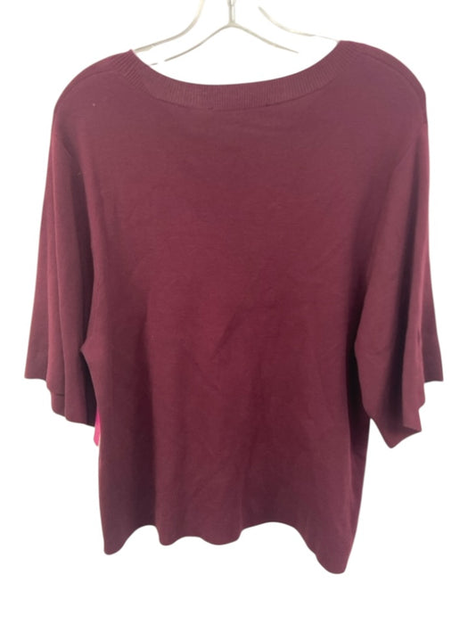 Weekend Max Mara Size M Burgundy Purple Viscose Blend Knit Ribbed Collar Sweater Burgundy Purple / M