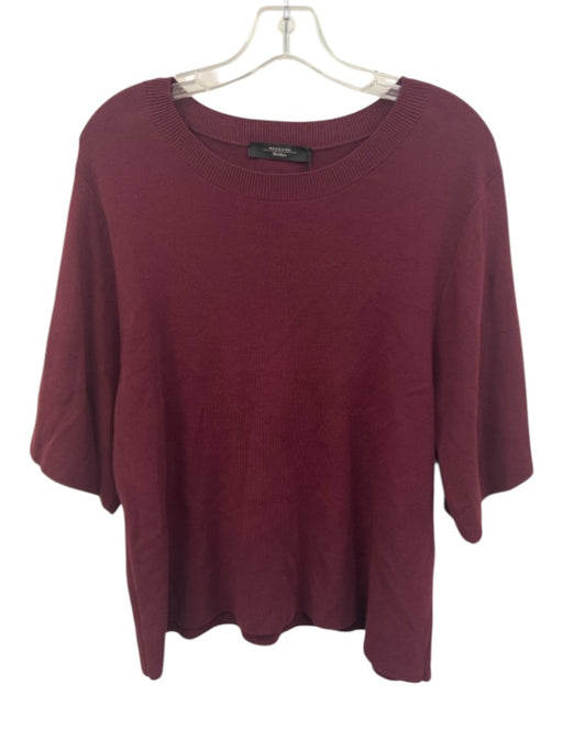 Weekend Max Mara Size M Burgundy Purple Viscose Blend Knit Ribbed Collar Sweater Burgundy Purple / M