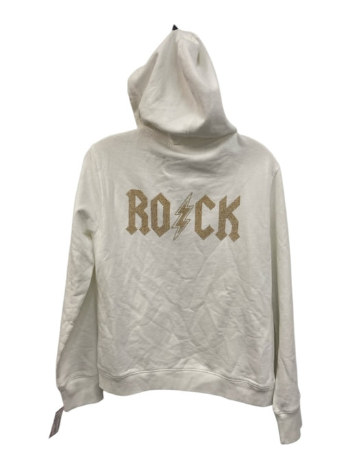 Zadig & Voltaire Size M White & Gold Cotton Rhinestone Graphic Full Zip Jacket White & Gold / M