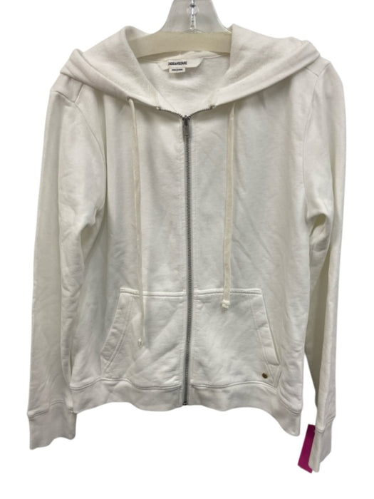 Zadig & Voltaire Size M White & Gold Cotton Rhinestone Graphic Full Zip Jacket White & Gold / M