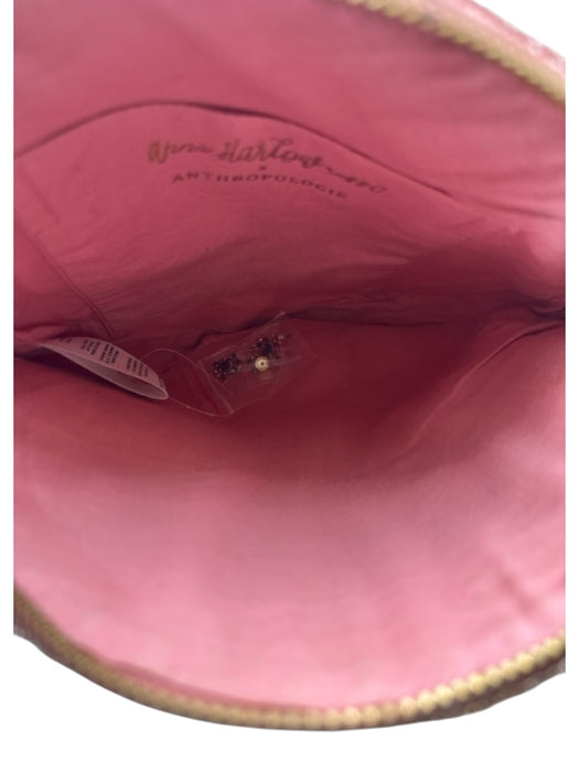 Anthropologie Pink, Green, Multi Textile Beaded Monogram Bird Pouch Bag Pink, Green, Multi / S