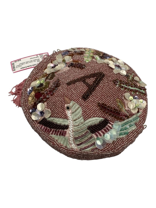 Anthropologie Pink, Green, Multi Textile Beaded Monogram Bird Pouch Bag Pink, Green, Multi / S