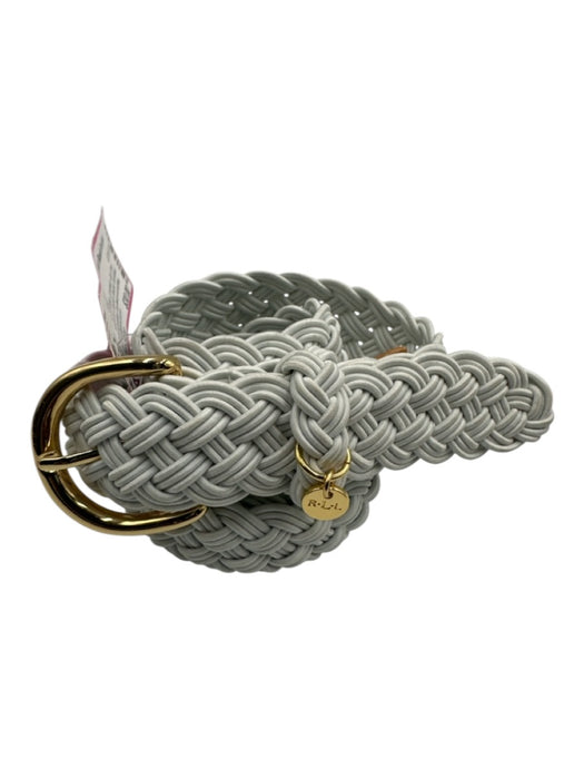 Lauren Ralph Lauren White Synthetic Gold Tone Hardware Buckle Braided Belts White / One Size