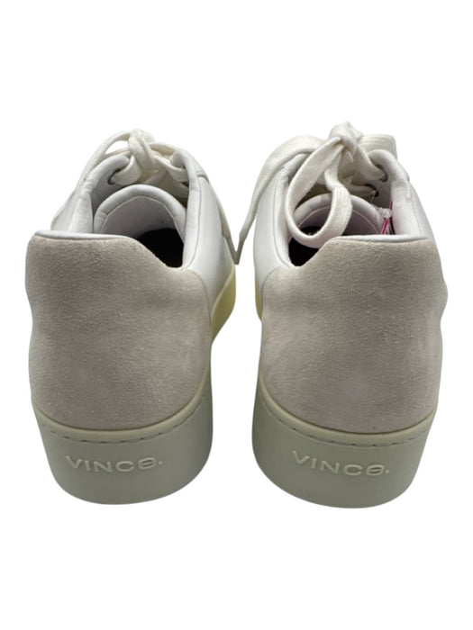 Vince Shoe Size 9.5 White & Beige Leather Rubber Sole lace up Low Top Sneakers White & Beige / 9.5